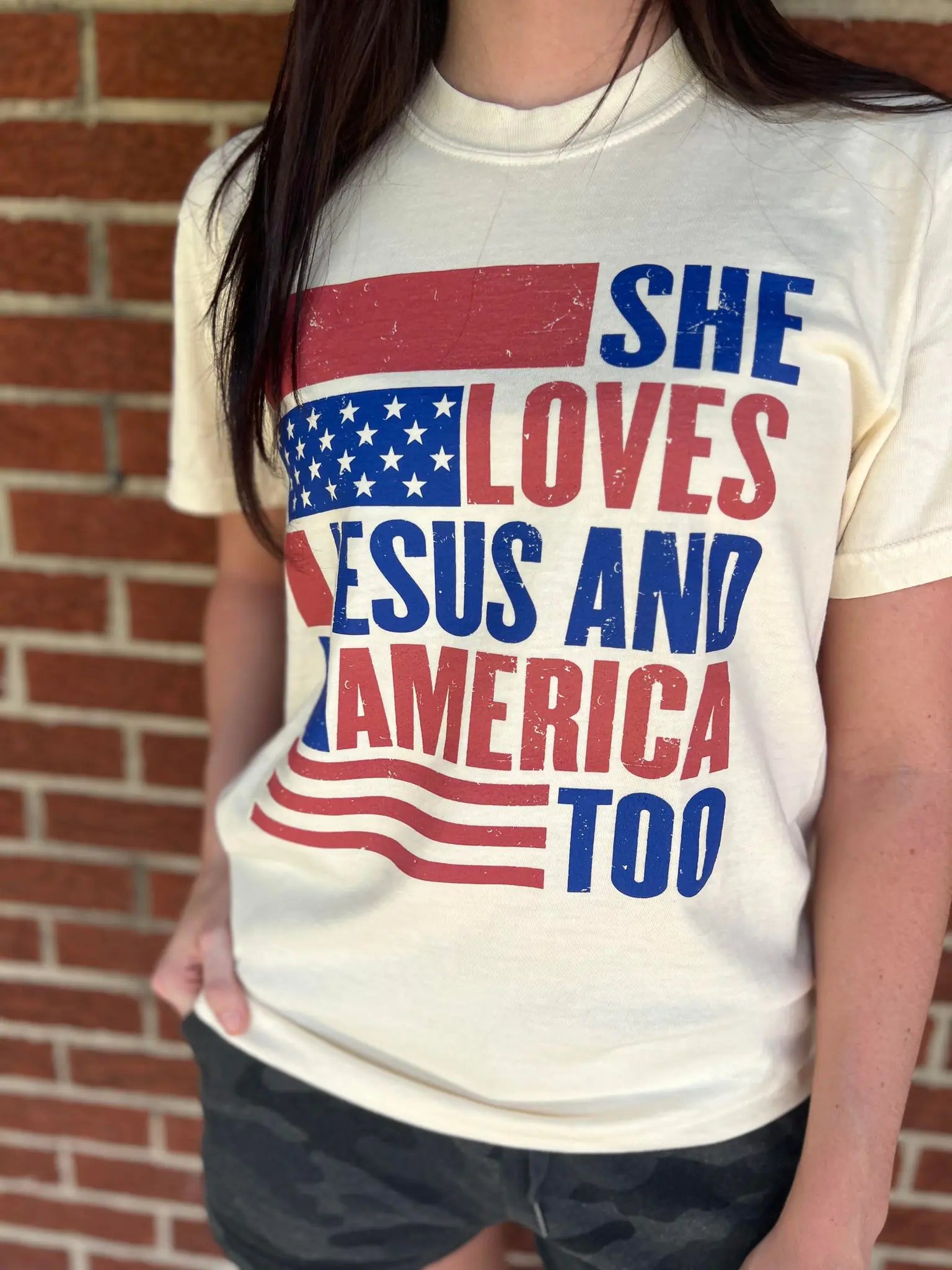 She Loves Jesus and America Too Tee